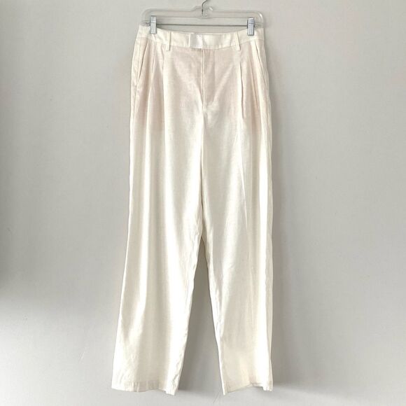Rails x Revolve Marnie Straight Pant Sea Salt Cream Sz 6 Linen Chic Coastal - Picture 2 of 12